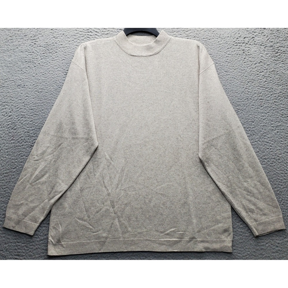 The Territory Ahead Sweater Mens XL Brown Silk Cashmere Long Sleeve Mock Neck